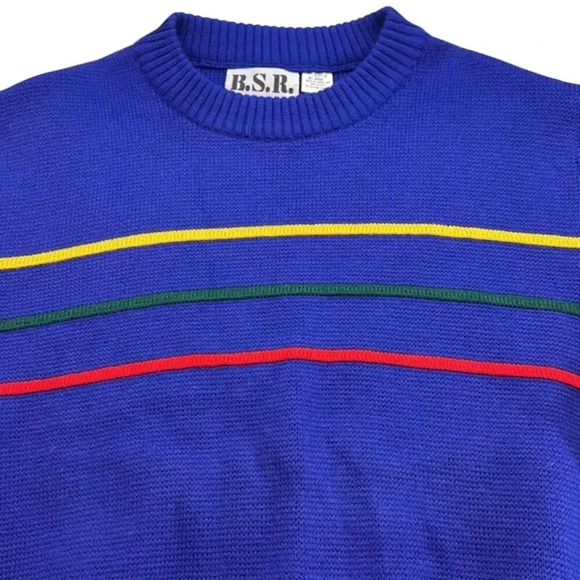 Vintage Unisex B.S.R. Blue Ski Winter Knit Wool Blend Sweater Size Medium (M) - Picture 2 of 7